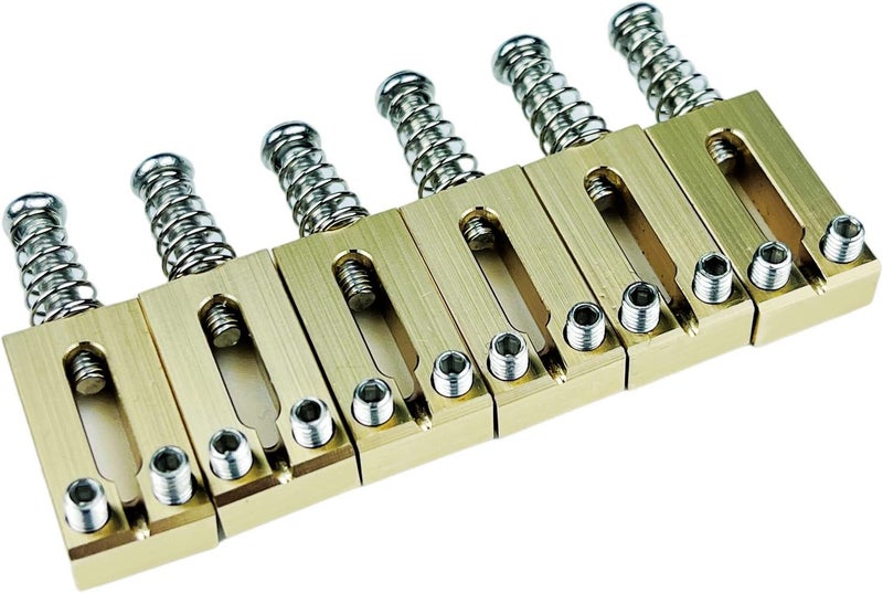 Kaynes 6PCS 10.5mm Guitar Bridge Saddles – Brass Tremolo Bridges Saddle for Fender Telecaster Tele TL Stratocaster Strat ST Style Electric Guitar Replacement (10.5MM) - Image 2